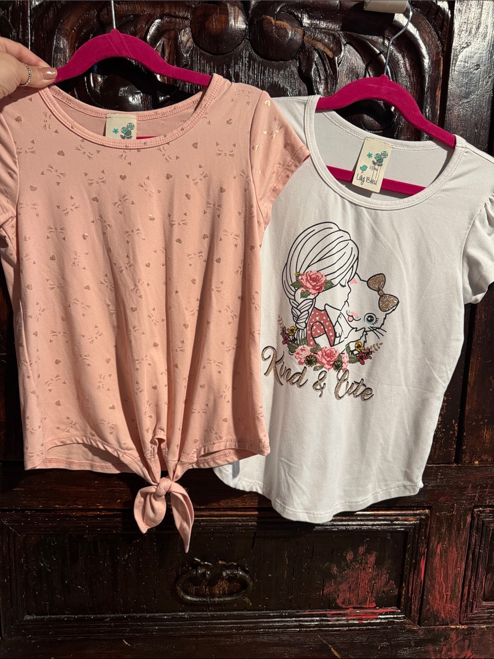 Lily bleu shirt 2 pc- Pink & White